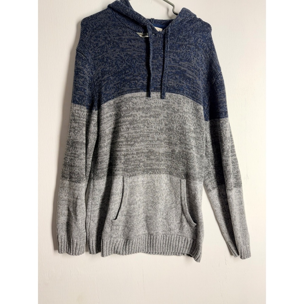 Urban Pipeline Mens XXL Blue Grey Colorblock Knit Sweater Hoodie Pullover